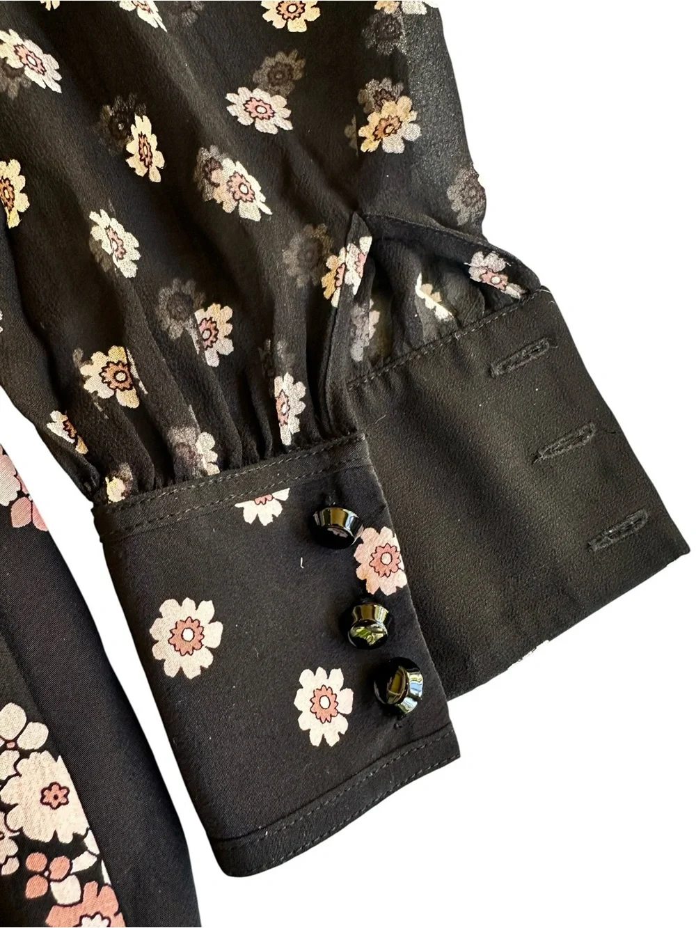 Kate Spade New York 100% Silk Black Floral Midi Dress Tassel Tie Size 0